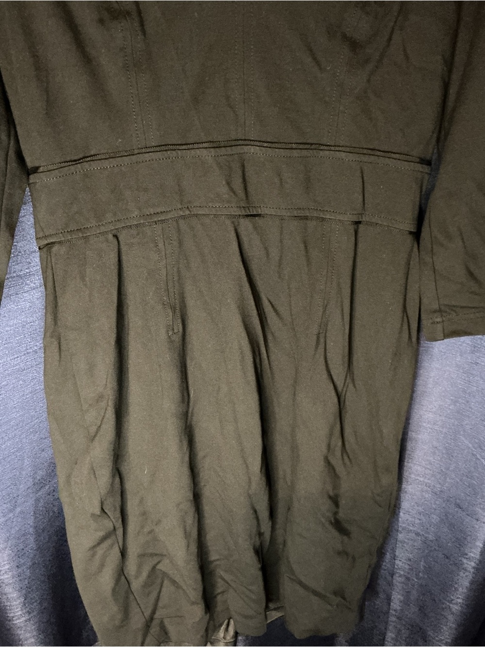 White House Black Market Black V-Neck Long Sleeve Dress with Gold Buttons - Picture 4 of 5